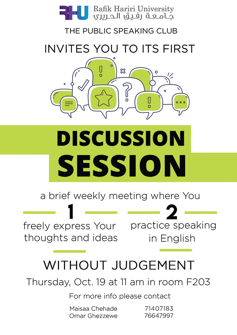 Discussion Session by the Public Speaking Club Rafik Hariri University